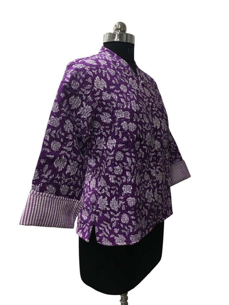 Cotton Quilted Short Jacket - Customized Size Multicolor Screen Printed Design | Breathable Reversible Washable Double Pockets Winter Wear For Women