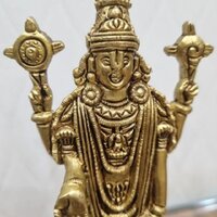 Aakrati Brass Antique Tirupati Balaji Statue Balaji Sculpture Shree Venkateswara Idol Hindu Balaji God Vishnu Figure (Yellow)