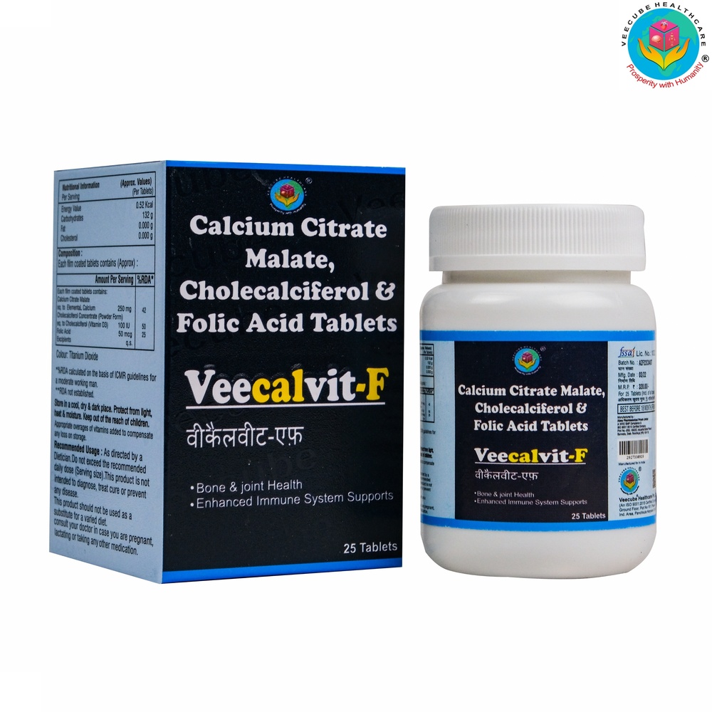 Calcium Citrate 250mg  Vitamin D3 100IU  Folic Acid-50mcg