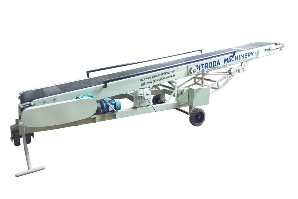 WAGON LOADER CONVEYOR - Manual Height Adjustable, Green Belt Design | Robust, Lightweight, Safe Operation, Zero Maintenance