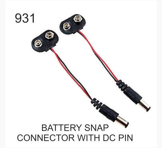 Polycarbonate Battery Snap Connector With Dc Pin, Male