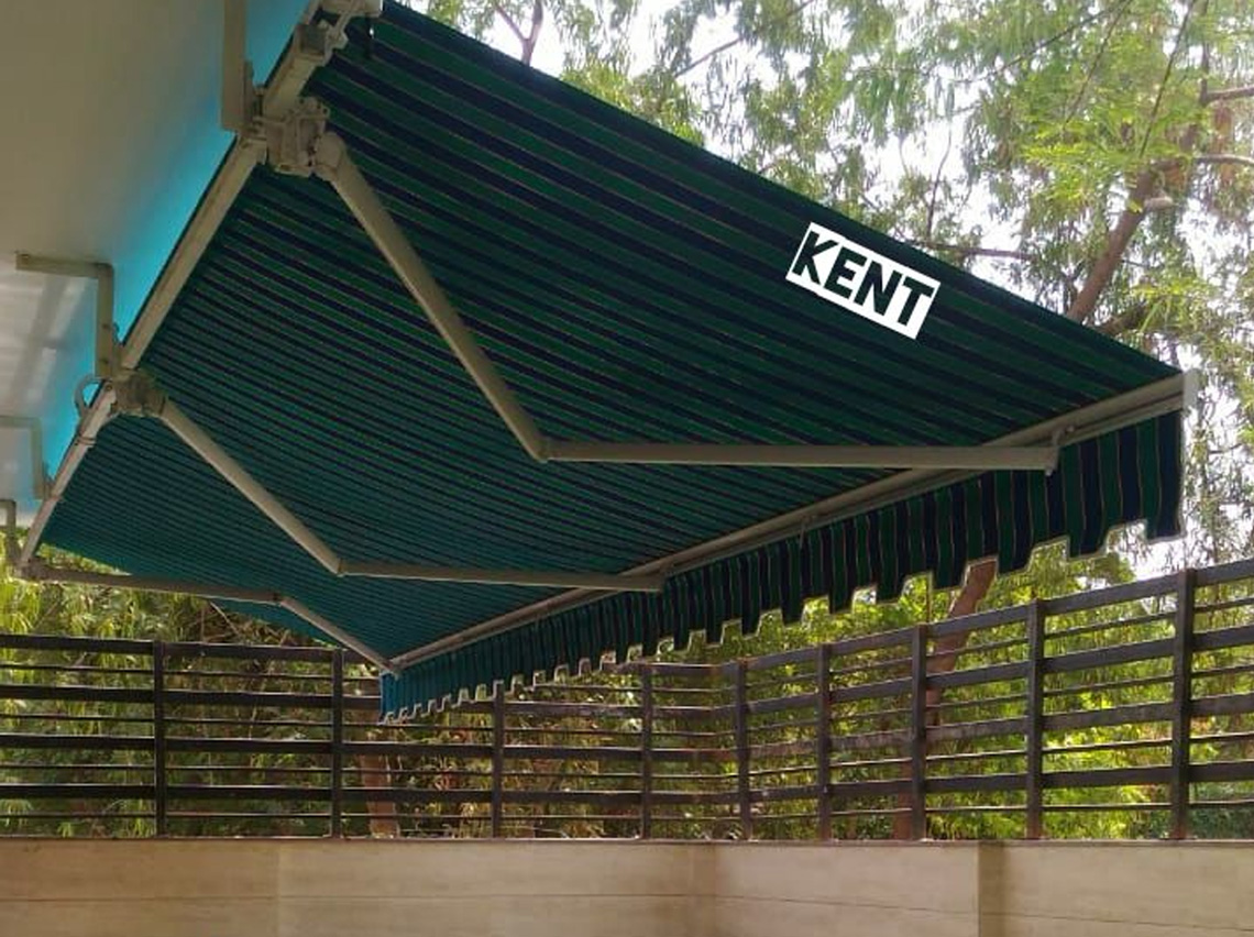 Green Retractable Awning - Waterproof Fabric, 16ft X 10ft, Green Color With Polished White Frame | Manual Operation, Uv Protection, Easy Installation