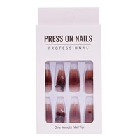 CherryBox Acrylic Press on Nails Designer Artificial Nails extension Glossy Red color with 3D butterfly & 3D flowers fake nail 24 pieces set (Jelly Glue Adhesive Tabs and Glue Included) (CB6011)