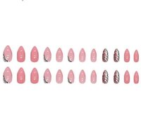 CherryBox Leopard print Round Shape Acrylic Pink Colour 24 pieces Set (Jelly Stick Sheet and Glue Included) (CB6012)