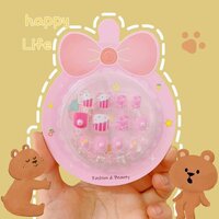 CherryBox Beautiful and Cute 3D Cartoon Press on Nails Set of 12 pieces Self Adhesive Nails with Bracelet for Kids (CB6013)