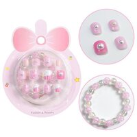 CherryBox Beautiful and Cute 3D Cartoon Press on Nails Set of 12 pieces Self Adhesive Nails with Bracelet for Kids (CB6013)