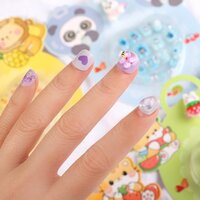 CherryBox Beautiful and Cute 3D Cartoon Press on Nails Set of 12 pieces Self Adhesive Nails with Bracelet for Kids (Purple) (CB6014)