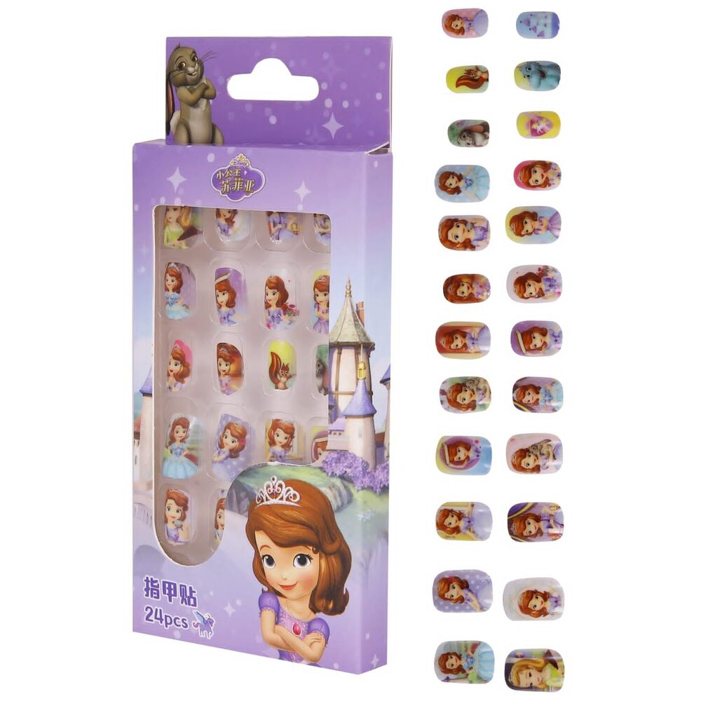 CherryBox Beautiful and Cute Princess Cartoon Press on Nails Set of 24 pieces Self Adhesive Nails for Kids (CB6015-2)
