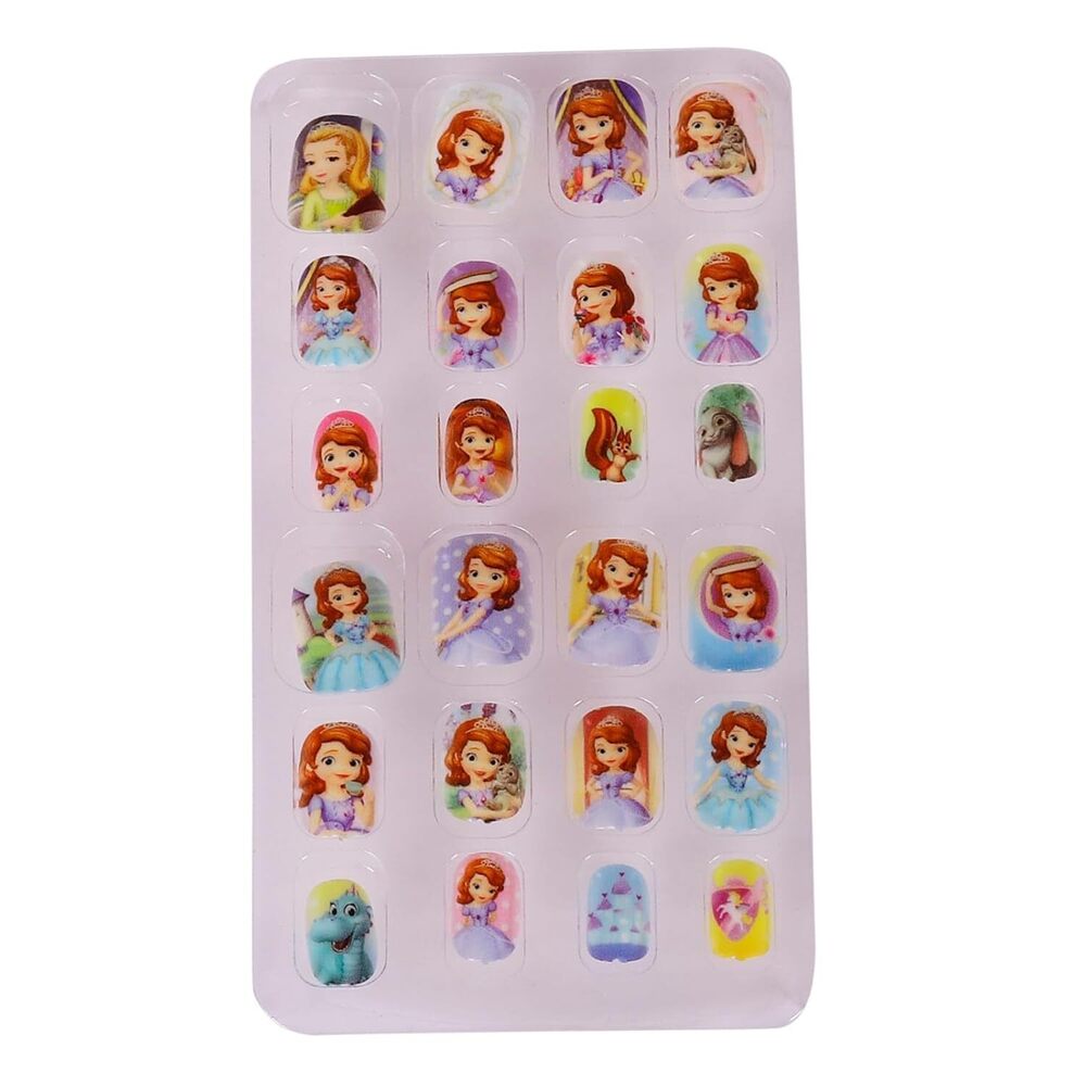 CherryBox Beautiful and Cute Princess Cartoon Press on Nails Set of 24 pieces Self Adhesive Nails for Kids (CB6015-2)