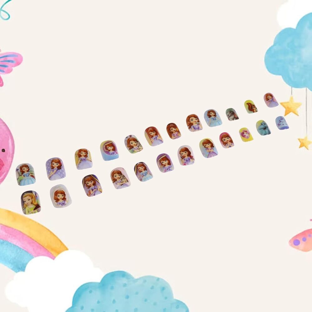 CherryBox Beautiful and Cute Princess Cartoon Press on Nails Set of 24 pieces Self Adhesive Nails for Kids (CB6015-2)
