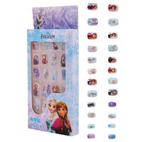Cherrybox Beautiful And Cute Princess Cartoon Press On Nails Set Of 24 Pieces - Solid Multicolour Plastic Nails, Self Adhesive For Kids | Fun And Adorable Design