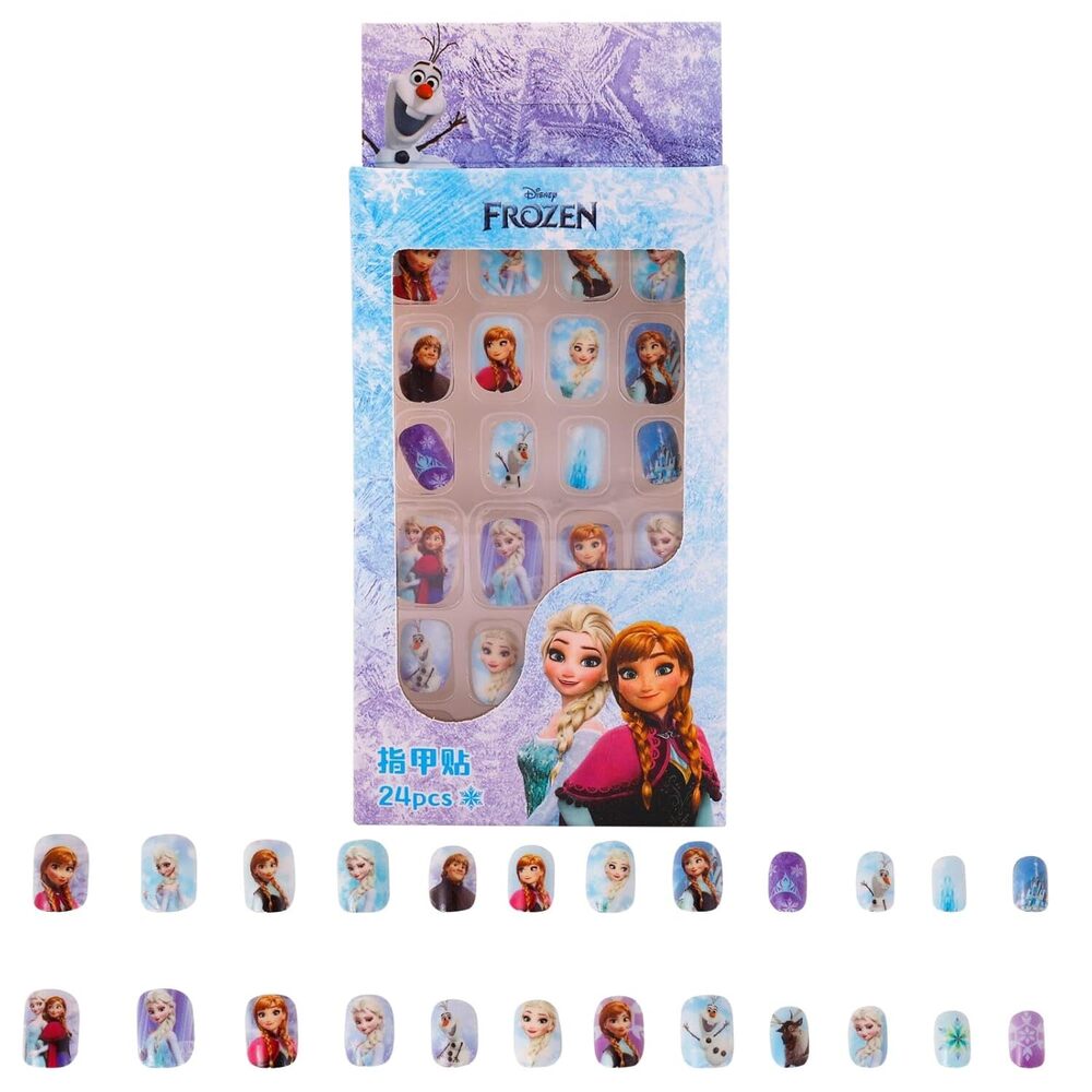 Cherrybox Beautiful And Cute Princess Cartoon Press On Nails Set Of 24 Pieces Self Adhesive Nails For Kids (Cb6015-4) - Color Code: Multicolour