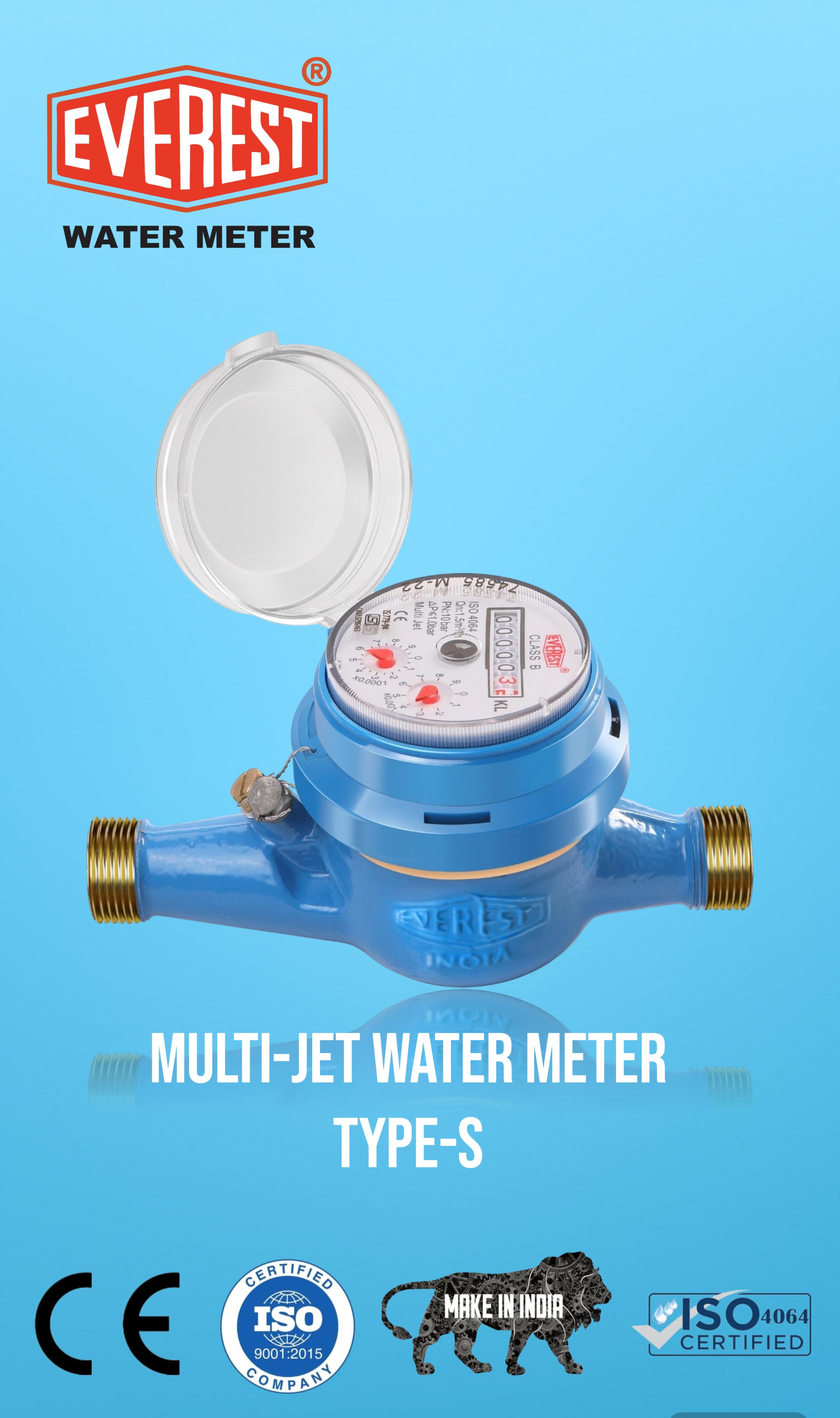 Multijet Water Meter Type -S - Material: Brass