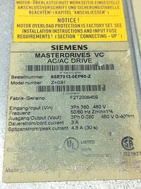 SIEMENS 6SE7013-OEP60-Z AC DRIVE