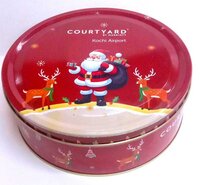 Cake Tin Box - 175mm Dia X 60mm Height, Tinplate Material, Golden Lacquer Finish | Food Grade, Offset Printing, 0.850 Kg Capacity