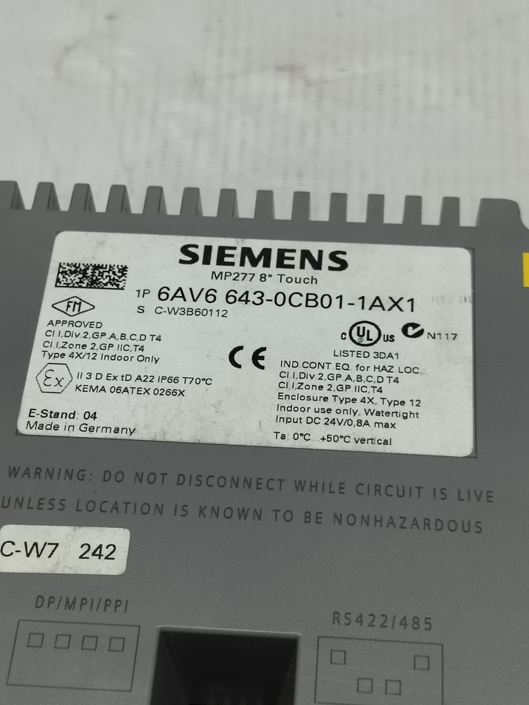 SIEMENS 6AV6643-OCB01-1AX1 OPERATOR INTERFACE