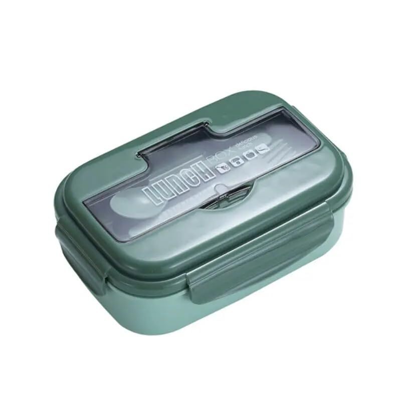 Cherrybox Bento Lunch Box 1100Ml Reusable Divided Container With 2 Compartments Leakproof Bento Boxes With Cutlery For Kids And Adults For School, Work And Travel - Material: Plastic