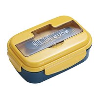 CherryBox Bento Lunch Box 1100ml Reusable Divided Container with 2 Compartments Leakproof Bento Boxes with Cutlery for Kids and Adults for School, Work and Travel