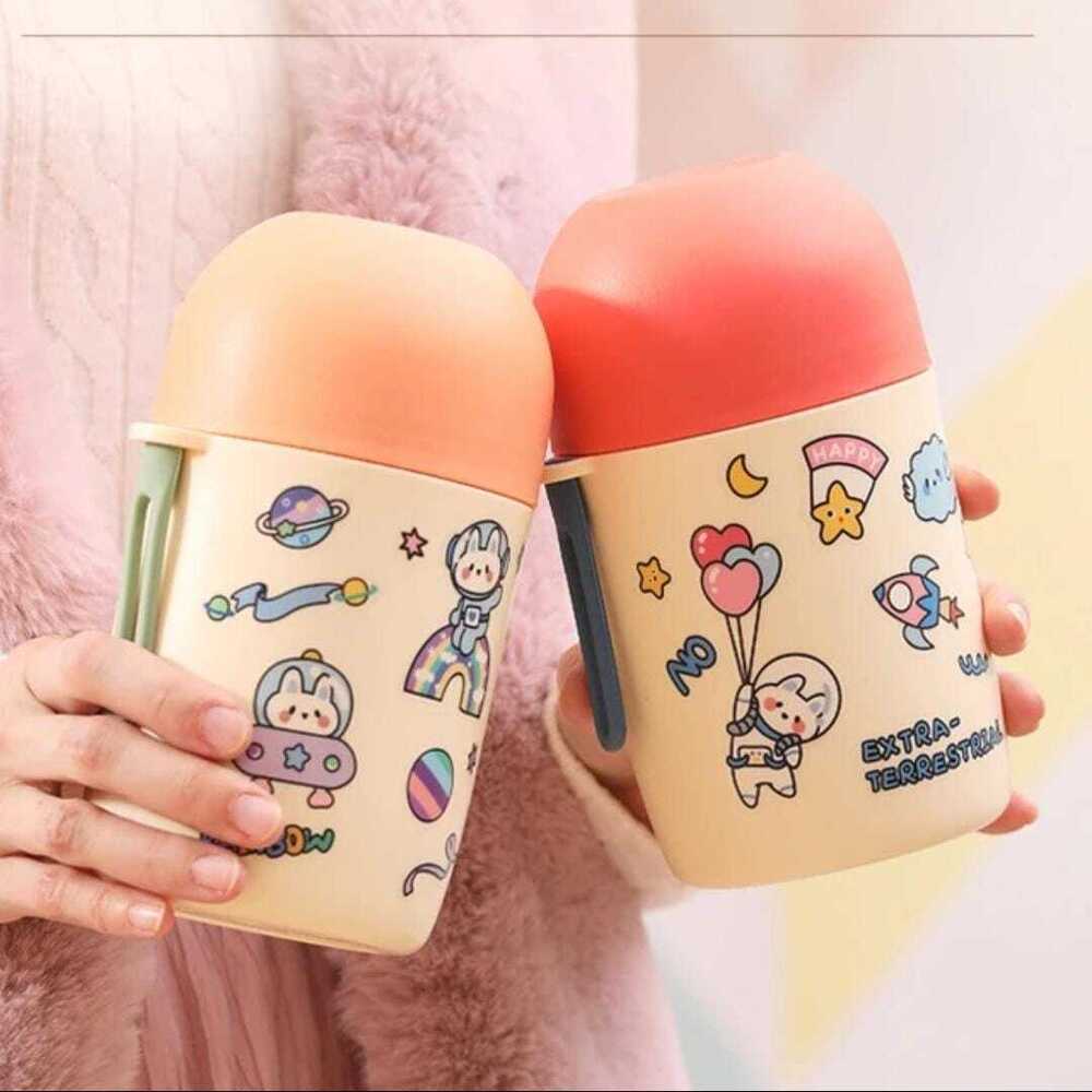 CherryBox BPA Free Plastic Vacuum Insulated Food Jar Lunch Box for Men, Women and Kids,Tiffin for Soup/Rice/Salad, Leak Proof Meal Jar 580 ML (DIY Stickers Included)