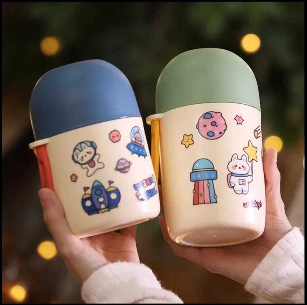 CherryBox BPA Free Plastic Vacuum Insulated Food Jar Lunch Box for Men, Women and Kids,Tiffin for Soup/Rice/Salad, Leak Proof Meal Jar 580 ML (DIY Stickers Included)