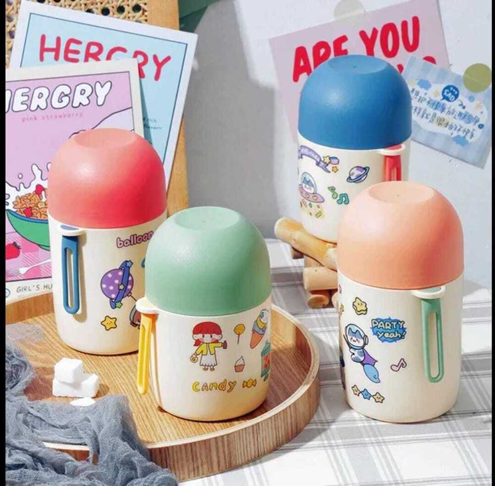 CherryBox BPA Free Plastic Vacuum Insulated Food Jar Lunch Box for Men, Women and Kids,Tiffin for Soup/Rice/Salad, Leak Proof Meal Jar 580 ML (DIY Stickers Included)