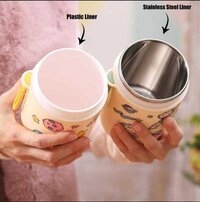 CherryBox Double Wall Stainless Steel Vacuum Insulated Food Jar Lunch Box for Men, Women and Kids, Thermos Tiffin for Soup/Rice, Leak Proof Meal Jar 580 ML (DIY Stickers Included)