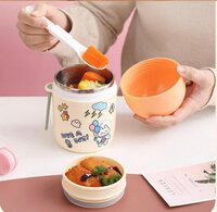 CherryBox Double Wall Stainless Steel Vacuum Insulated Food Jar Lunch Box for Men, Women and Kids, Thermos Tiffin for Soup/Rice, Leak Proof Meal Jar 580 ML (DIY Stickers Included)