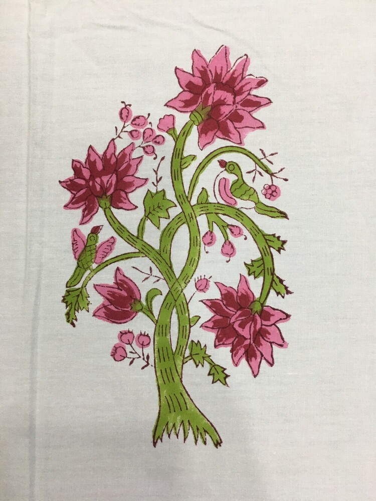 Hand Block Printed Percale Bedsheets in Queen Size