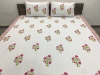 Hand Block Printed Percale Bedsheets in Queen Size
