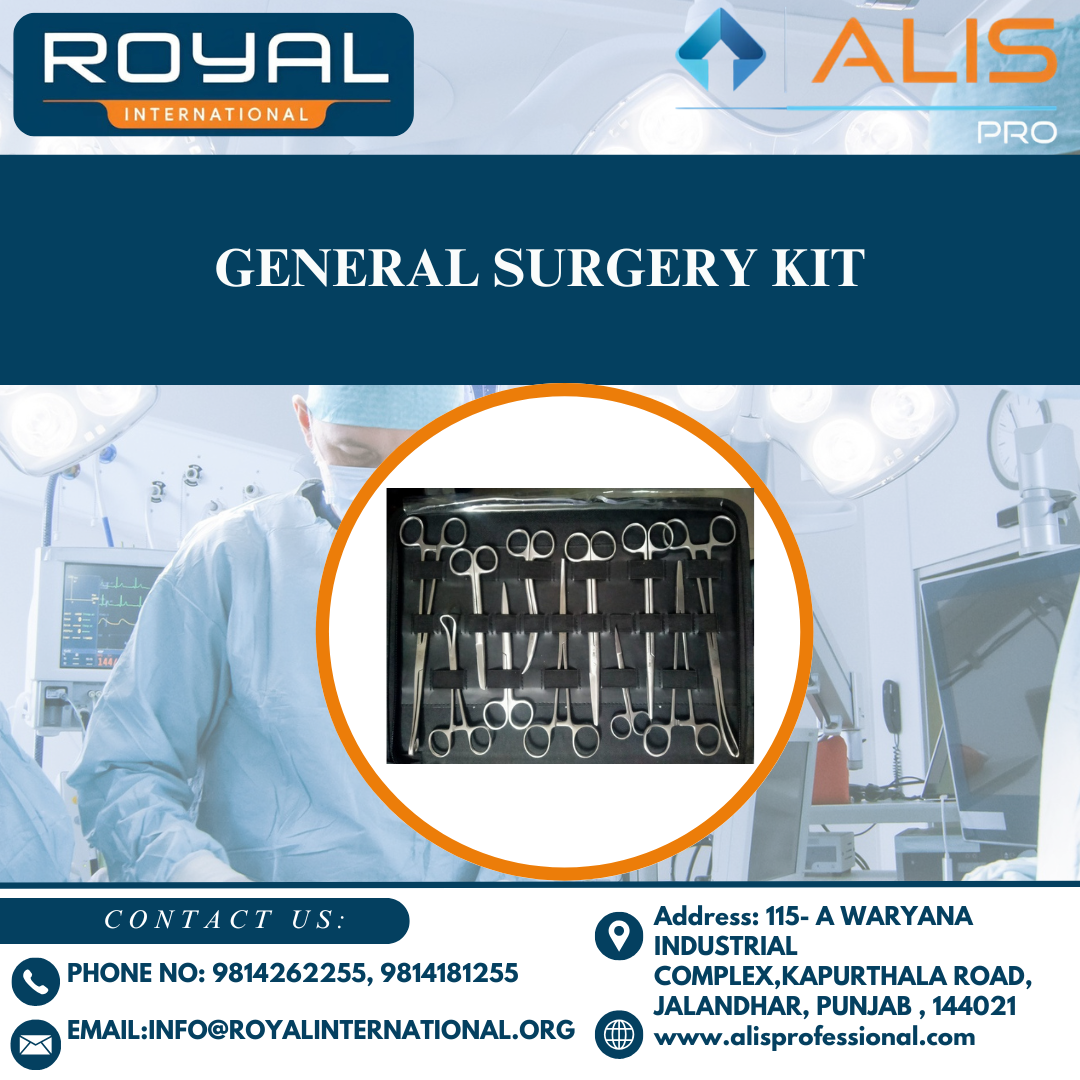 General Surgery Kit - Stainless Steel, Multiple Instruments , Variable Size, 1 Kg Weight, Pre-sterilized, Case Packaging For Surgical Procedures