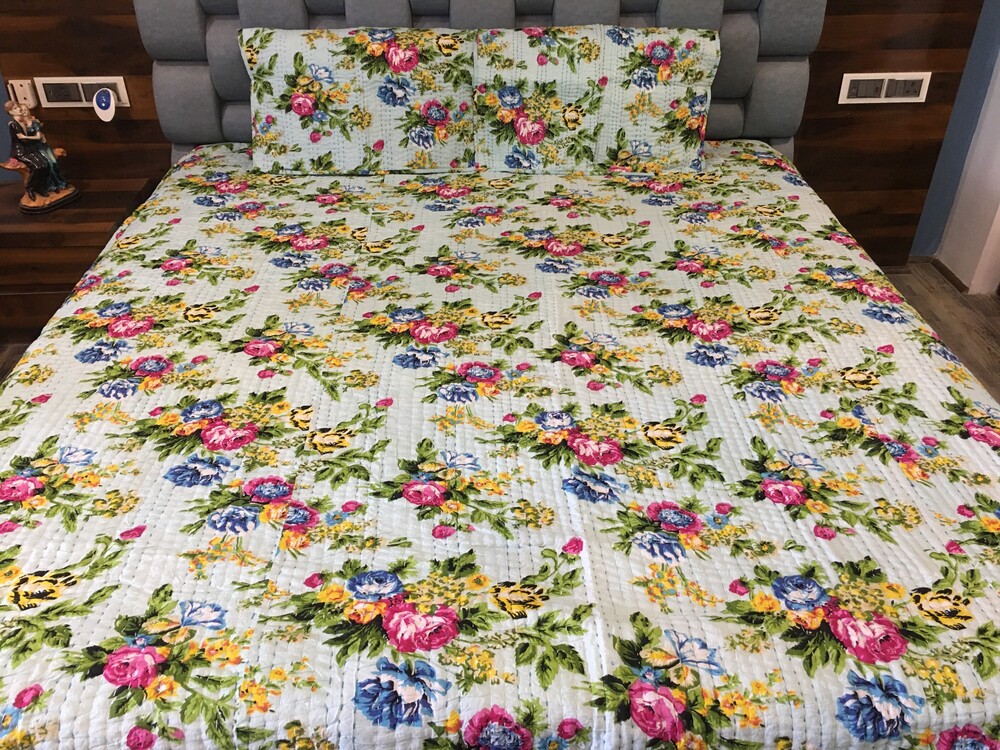 Cotton Screen Printed Kantha Quilts