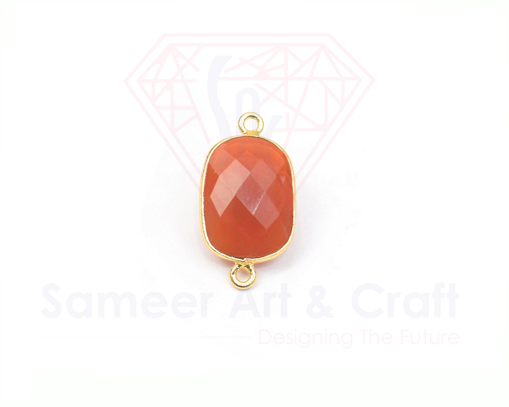 Stone Size 10x12 Mm Natural Gemstone 18k Gold Plated Faceted Double Bail Bezel Connector