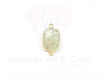 Stone Size 10X12 MM Natural Gemstone 18K Gold Plated Faceted Double Bail Bezel Connector