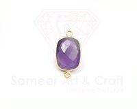 Stone Size 10X12 MM Natural Gemstone 18K Gold Plated Faceted Double Bail Bezel Connector