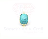 Stone Size 10X12 MM Natural Gemstone 18K Gold Plated Faceted Double Bail Bezel Connector