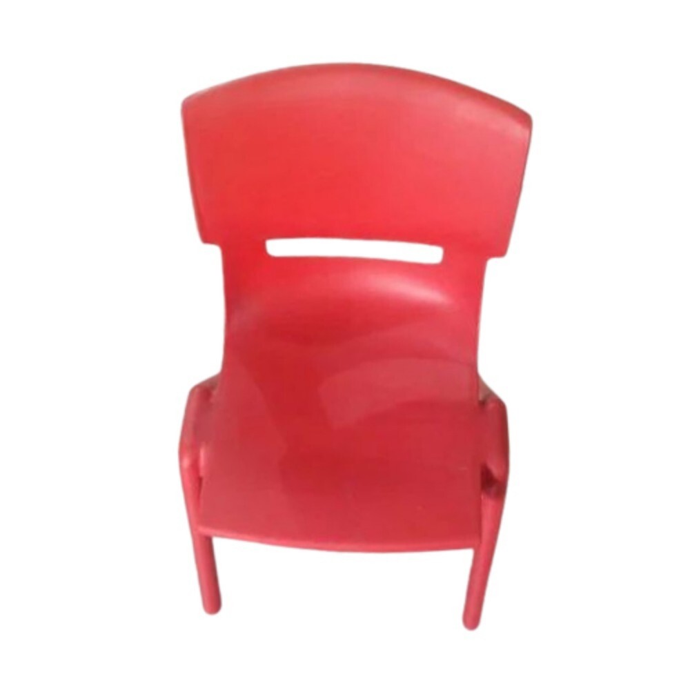 Red Kids Play School Chair - PVC Plastic 14 Inches Height Vibrant Red Color | 5-Year Warranty Recyclable Indoor Furniture