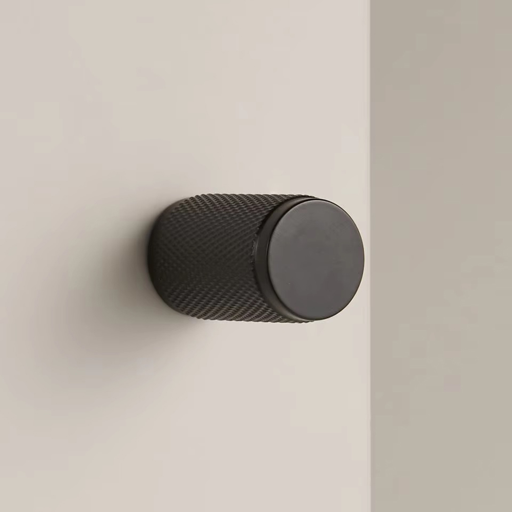 Phantom A Flat Cylindrical Knurled Knobs In Matte Gold And Matte Black A Best For Kitchen Cabinet Handle, Drawer Pulls, Wardrobe Pulls - Material: Metal