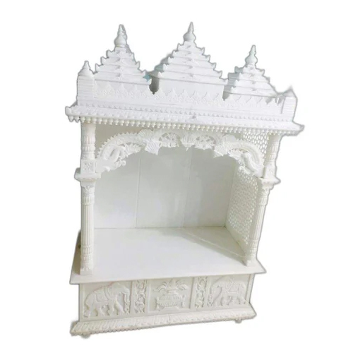 3.7 Feet White Marble Temple For Home