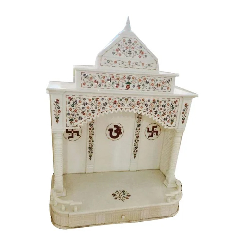 3.8 Feet Designer White Marble Temple - Application: Home