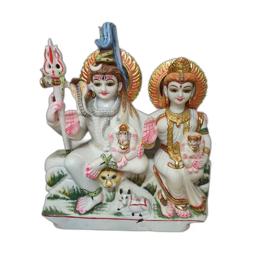 Marble Shiv Parivar Statue - Color: White