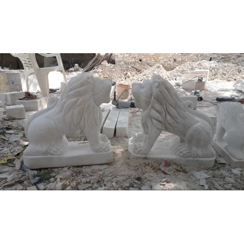 White Marble Lion Statue - Product Type: Sculpture