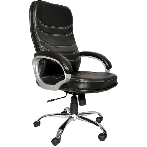 Stainless Steel Base High Back Boss Chair - Color: Black