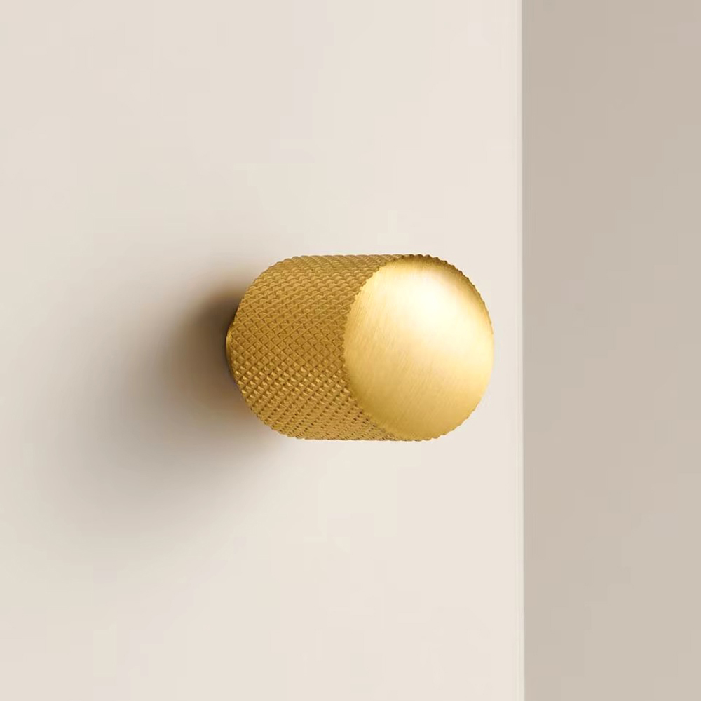 Shadow A Semi-sphere Cylindrical Knurled Knobs In Matte Gold And Matte Black A Best For Kitchen Cabinet Handle, Drawer Pulls, Wardrobe Pulls - Material: Brass