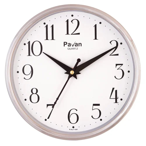 P-1020 Wall Clock - Plastic Material, 8 Inch Size, Polished Surface, Golden Color | Fashionable Quartz Movement, Round Shape, 6-12 Months Warranty