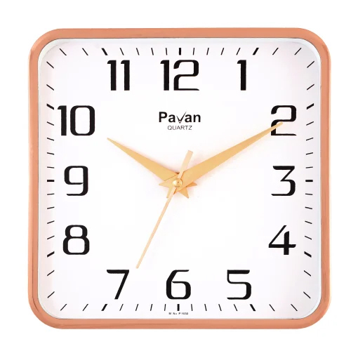 P-1030 Wall Clock - Polished Plastic, Various Sizes Available, Golden Color Option, Quartz Movement, Stylish Square Design | 6-12 Month Warranty