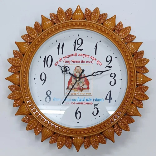 P-117 Wall Clock - Polished Plastic Material, 12 Inch Diameter, Brown Color | Stylish Round Analog Design With Quartz Technology, 6-12 Months Warranty