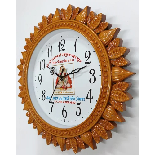 P-117 Wall Clock - Polished Plastic Material, 12 Inch Diameter, Brown Color | Stylish Round Analog Design With Quartz Technology, 6-12 Months Warranty