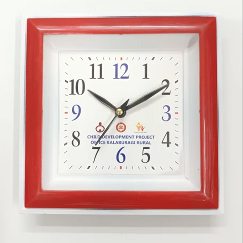 P-1011 Wall Clock - Durable Plastic, 8x8 Inch, Pink Color | Quartz Movement, Polished Surface, Fashion-forward, Square Shape