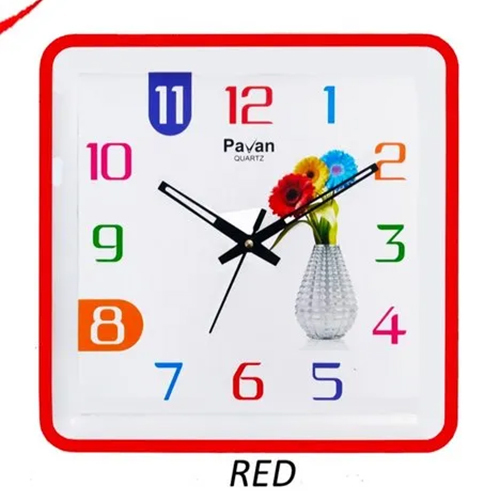 P-04 Flower Wall Clock - Polished Plastic, 10x10 Inch, Pink Color | Fashion Design, Quartz Movement, Easy Installation, Various Sizes Available