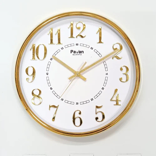 P-115 Wall Clock - Plastic, 12 Inches, Beige, Round Shape, Polished Surface | Stylish Fashion Analog, Quartz Technology For Accurate Timekeeping